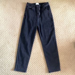 Black Denim Straight Leg Jeans